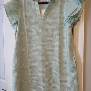 Simply Southern Mint Embellished Ruffle Neck Shift